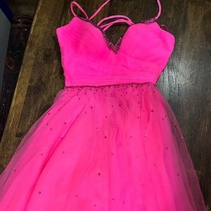 LA FEMME Pink Neon Light Tulle Gown sz 8